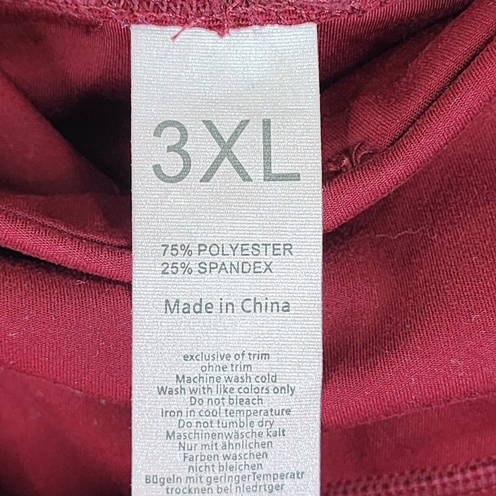 Womens Burgundy Leggings Pants w/ Pockets Stretch Polyester Spandex Blend 3XL