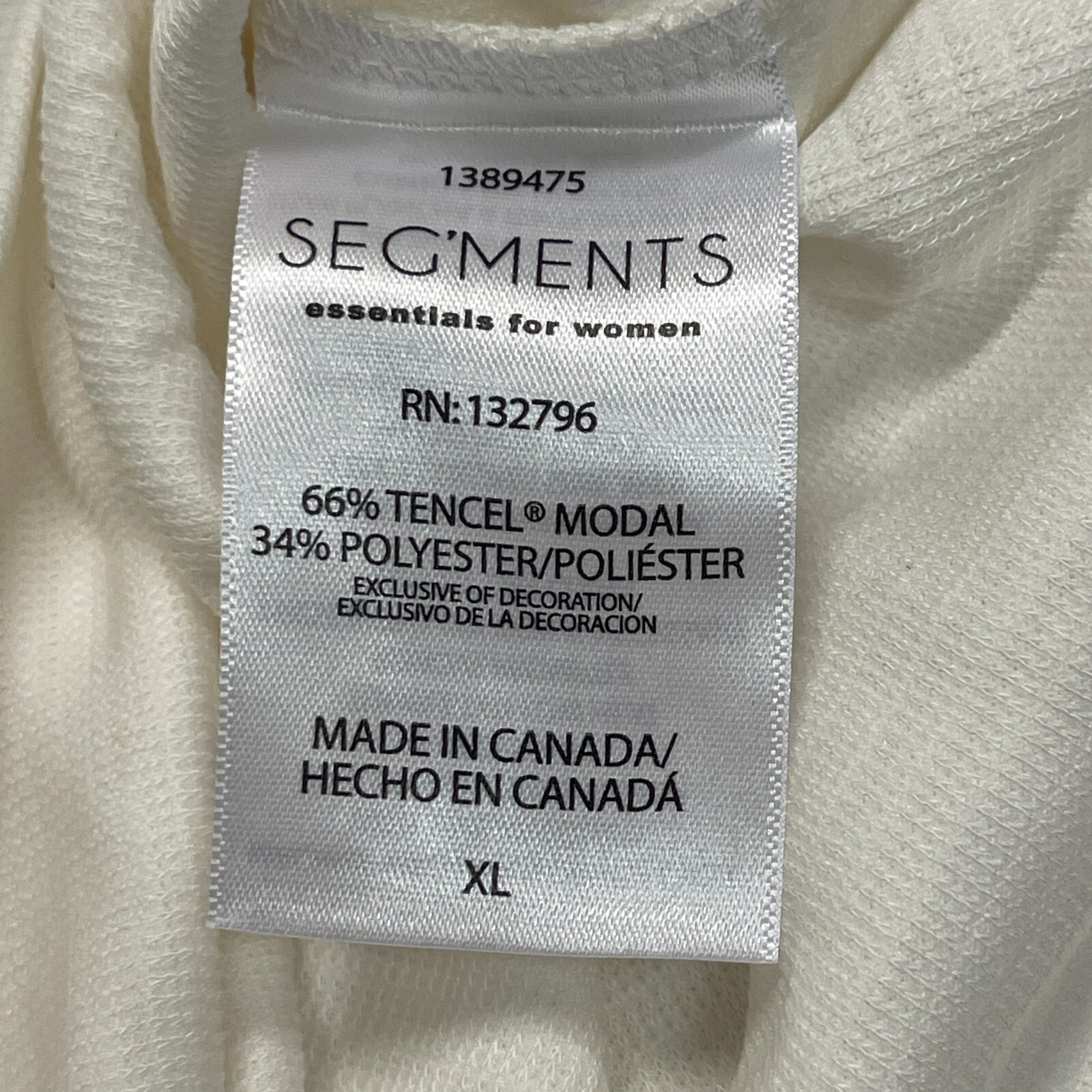 Seg’ments Womens Textured Knit V-neck Essential T-Shirt Top XL White 3/4 Sleeve