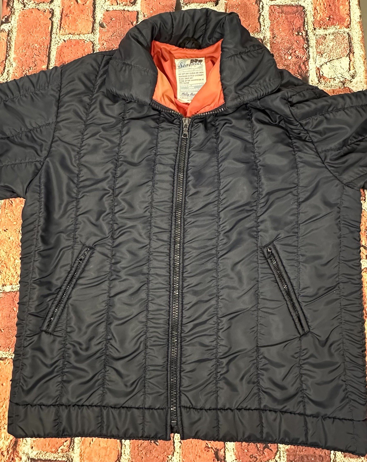 HELLY HANSEN SAILING JACKET SIZE LARGE 1960s 1970s SEAFARER NAVY VINTAGE COAT