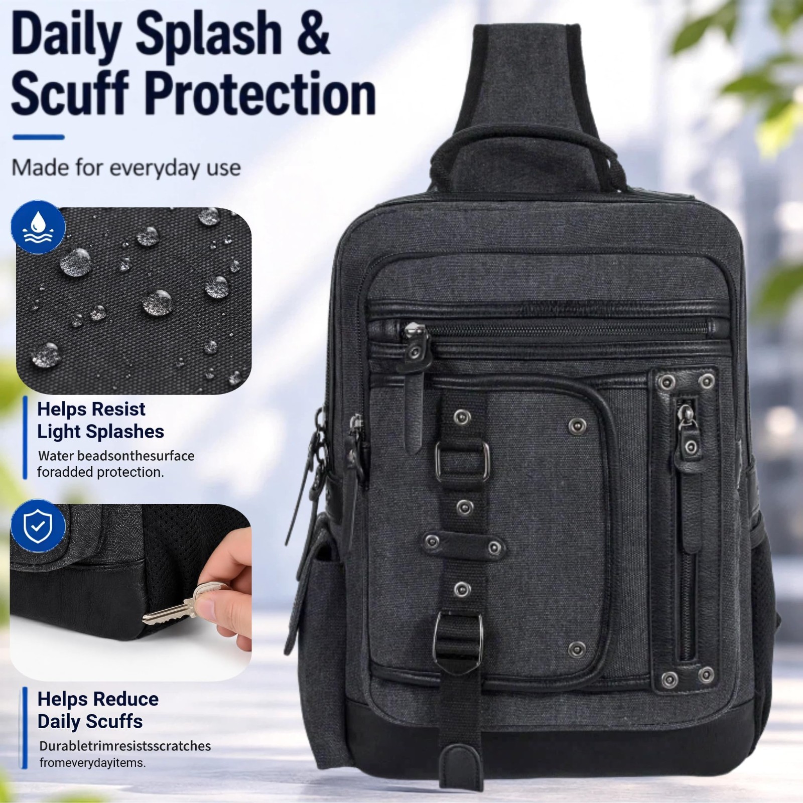Large Canvas Crossbody Sling Bag for Men – Fits 15.6″ Laptop, Ideal for Work & C