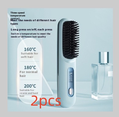 2 In 1 Straight Hair Comb Wireless Hair Straightener Brush Hair Fast Heating Por