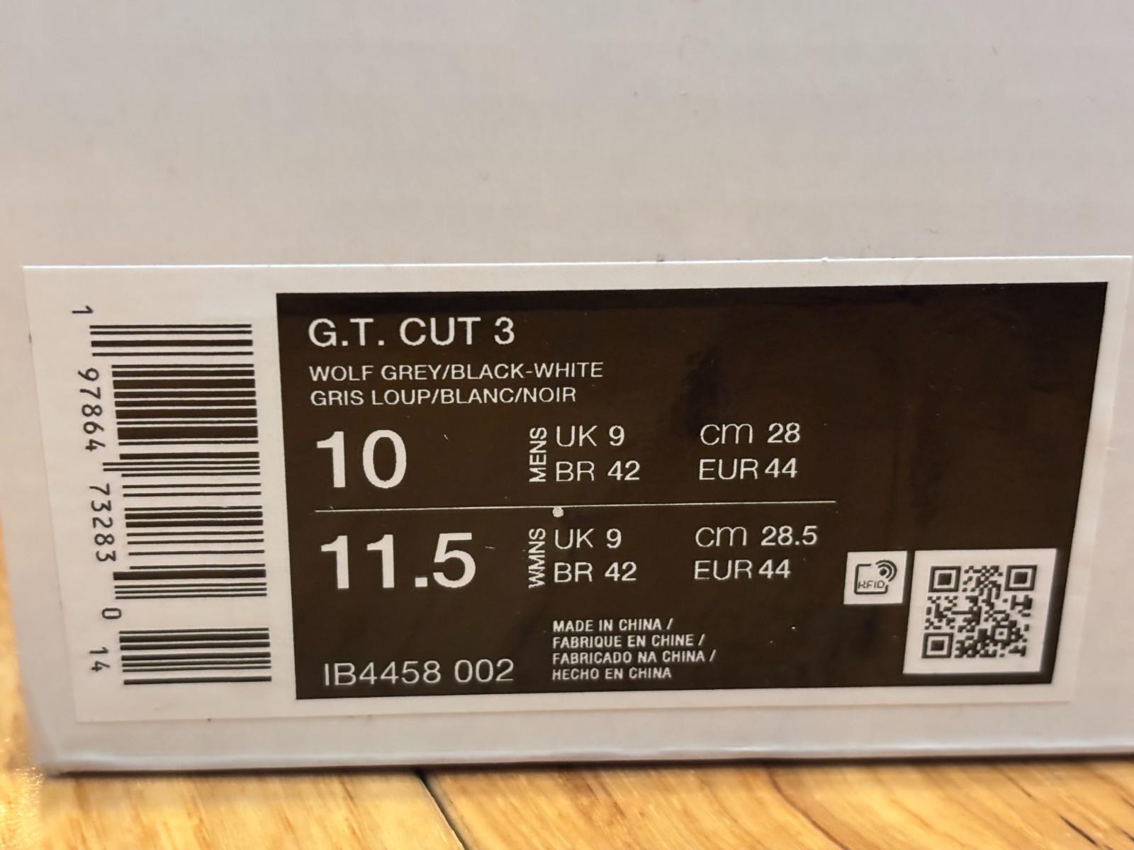 Nike G.T. Cut 3 Wolf Grey Black White IB4458 002 Men’s Size 10
