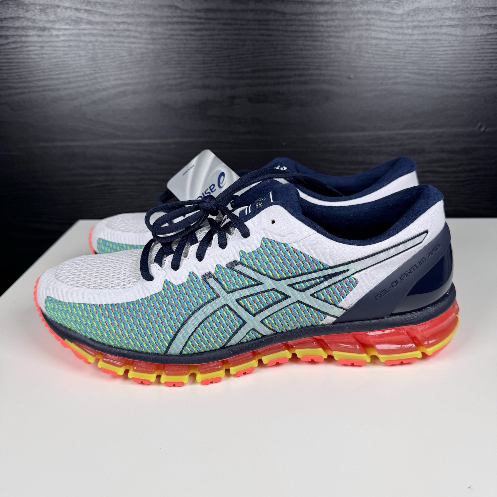 NEW Asics Gel-Quantum 360 White Navy Blue Yellow – T6G1N – Men’s 11 – Read
