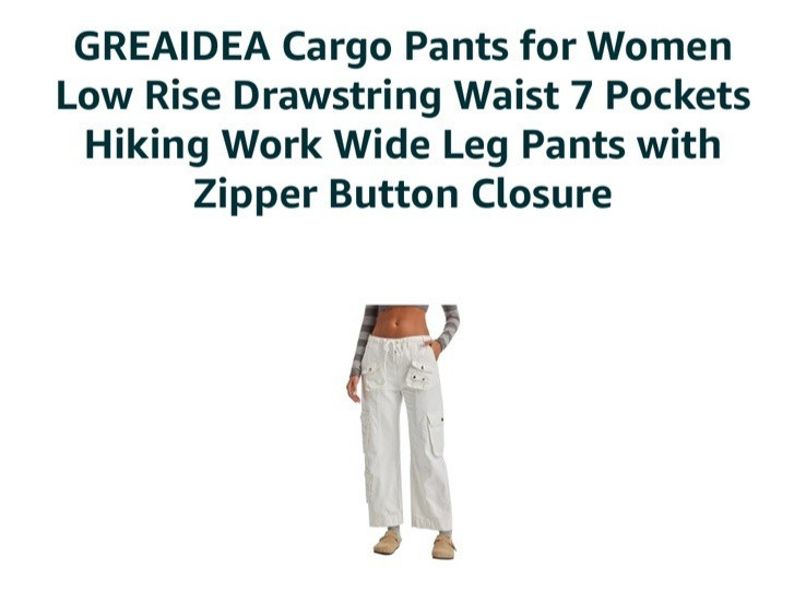 Womens XS Cargo Pants Drawstring Pockets Straight Leg Casual Pants White NWT