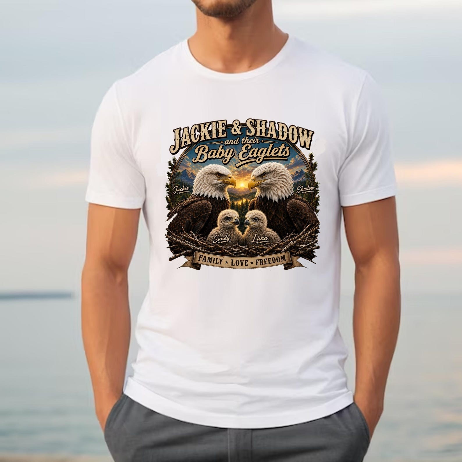 Jackie and Shadow T-Shirt, Bald Eagle RIP Tee FAST SHIP