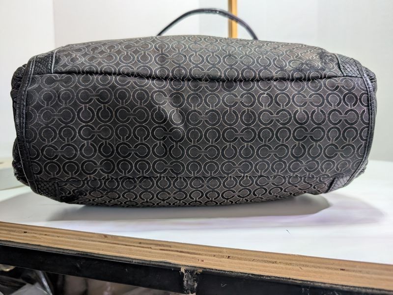 Coach Madison Phoebe Op Art fabric Shoulder Shoulder Bag Black/ Grey lot15