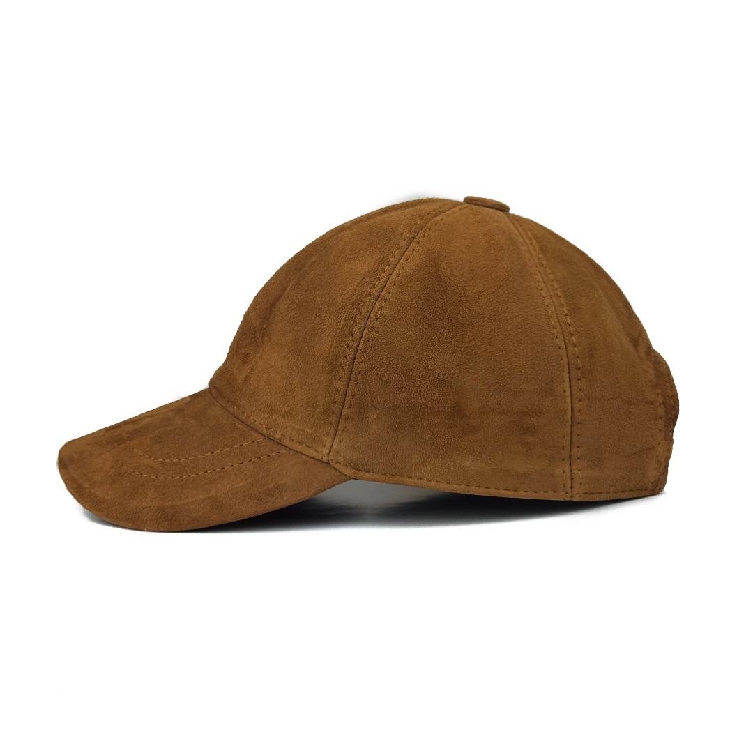Real Suede Leather Baseball Cap for Men – Handmade Premium Quality Brown