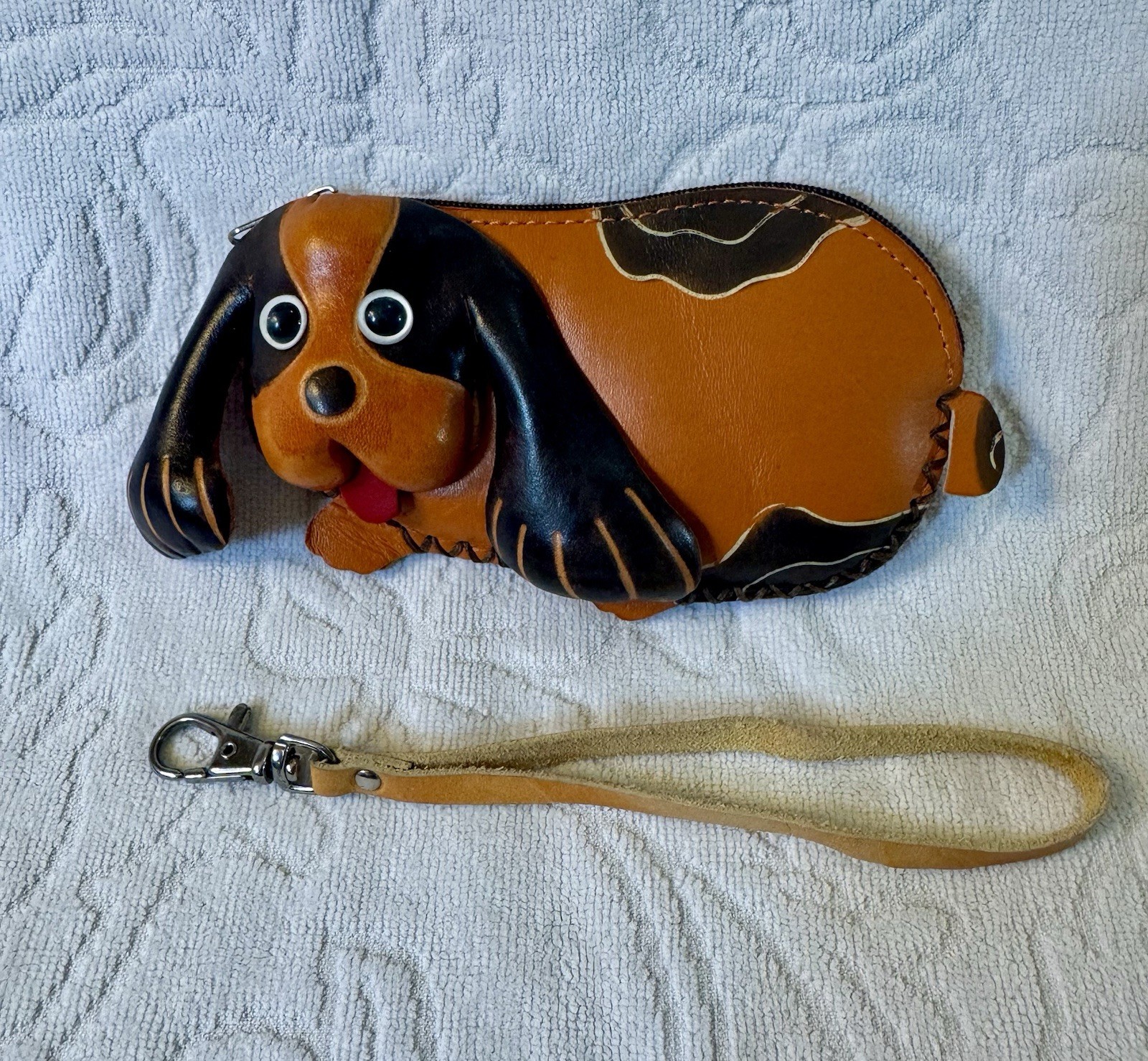 Handmade Leather 3D Animal Dog Puppy Coin Purse Handbag FREE RETURNS!