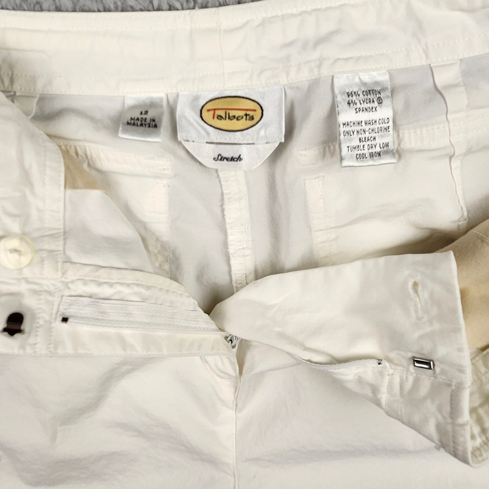 Talbots Crop Pants Womens 12 White Stretch Cotton Blend Casual