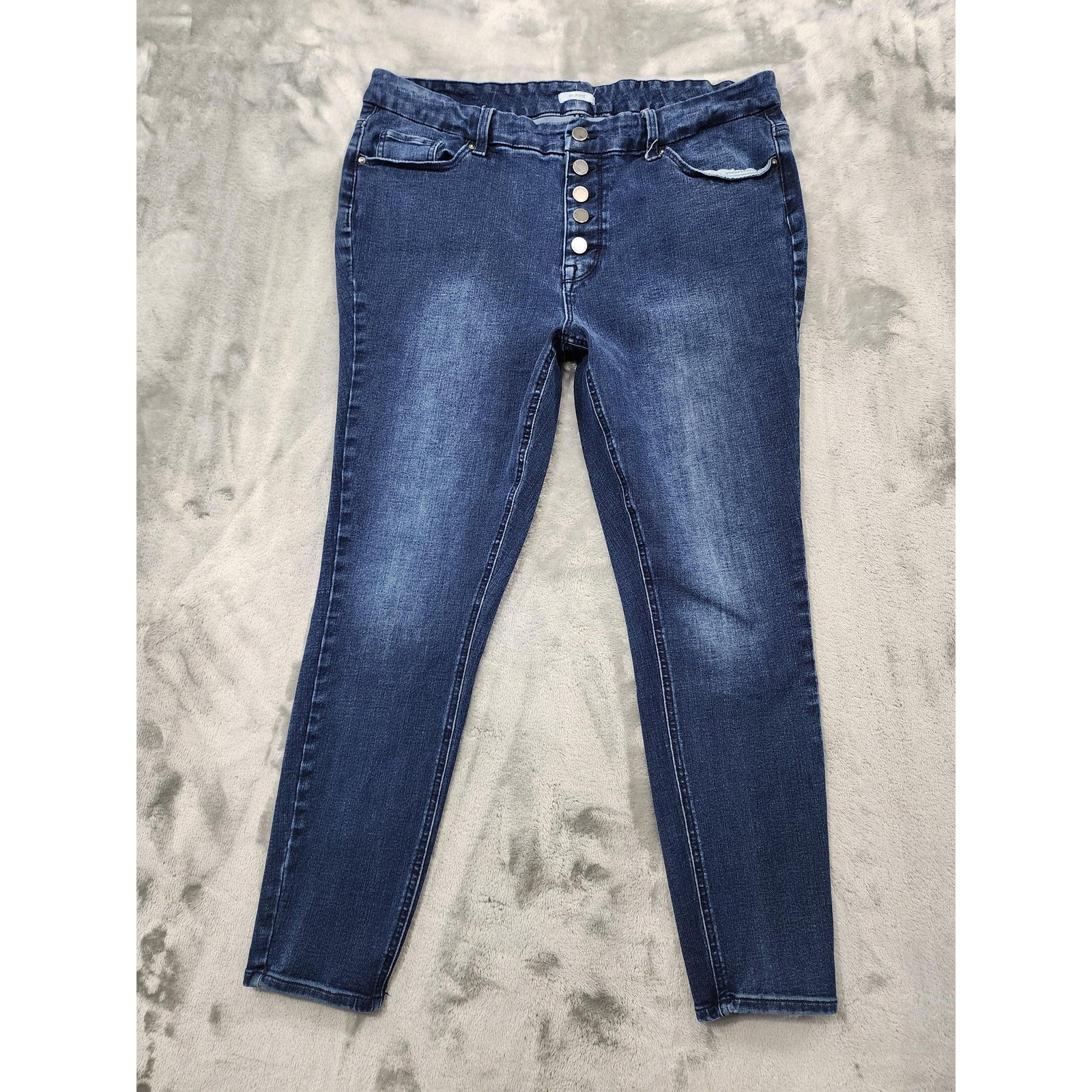 Maurices Jeans Womens XL High Rise Skinny Button Fly Stretch Dark Wash Denim