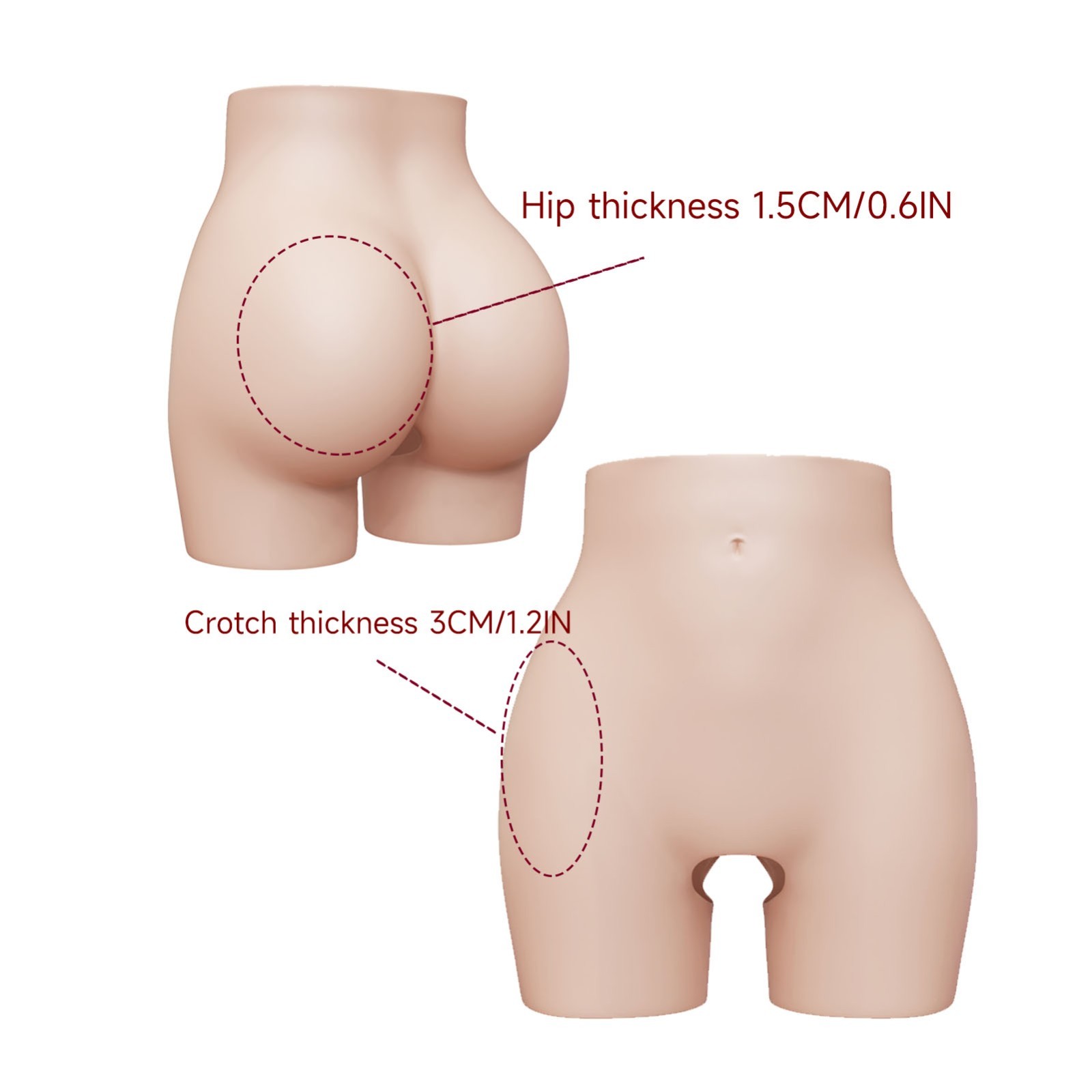 Open Crotch Silicone Hip Pants Underwear Thick Buttocks Transgender Crossdresser