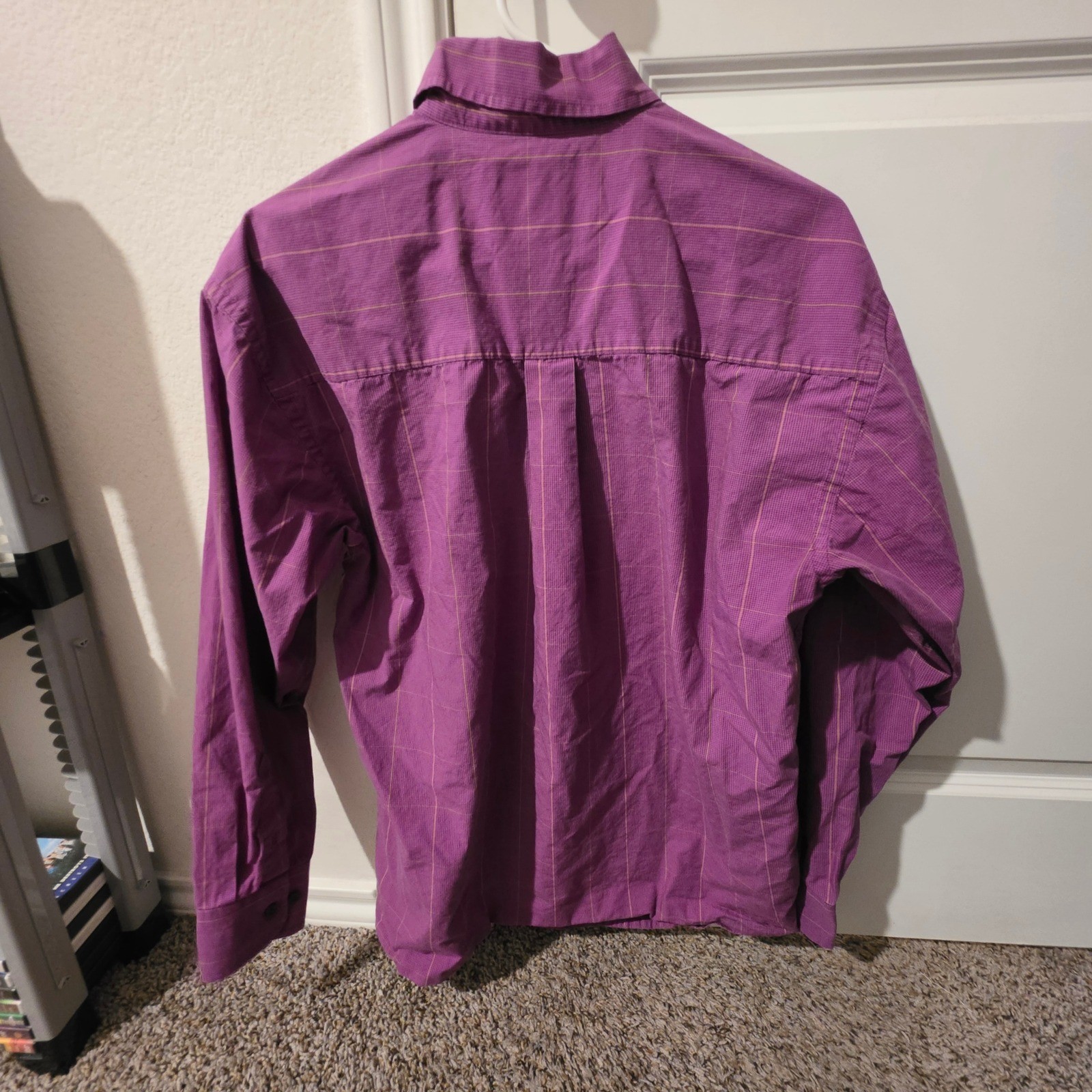 Wrangler George Strait Mens Purple Windowpane Check Western Button Down Shirt M