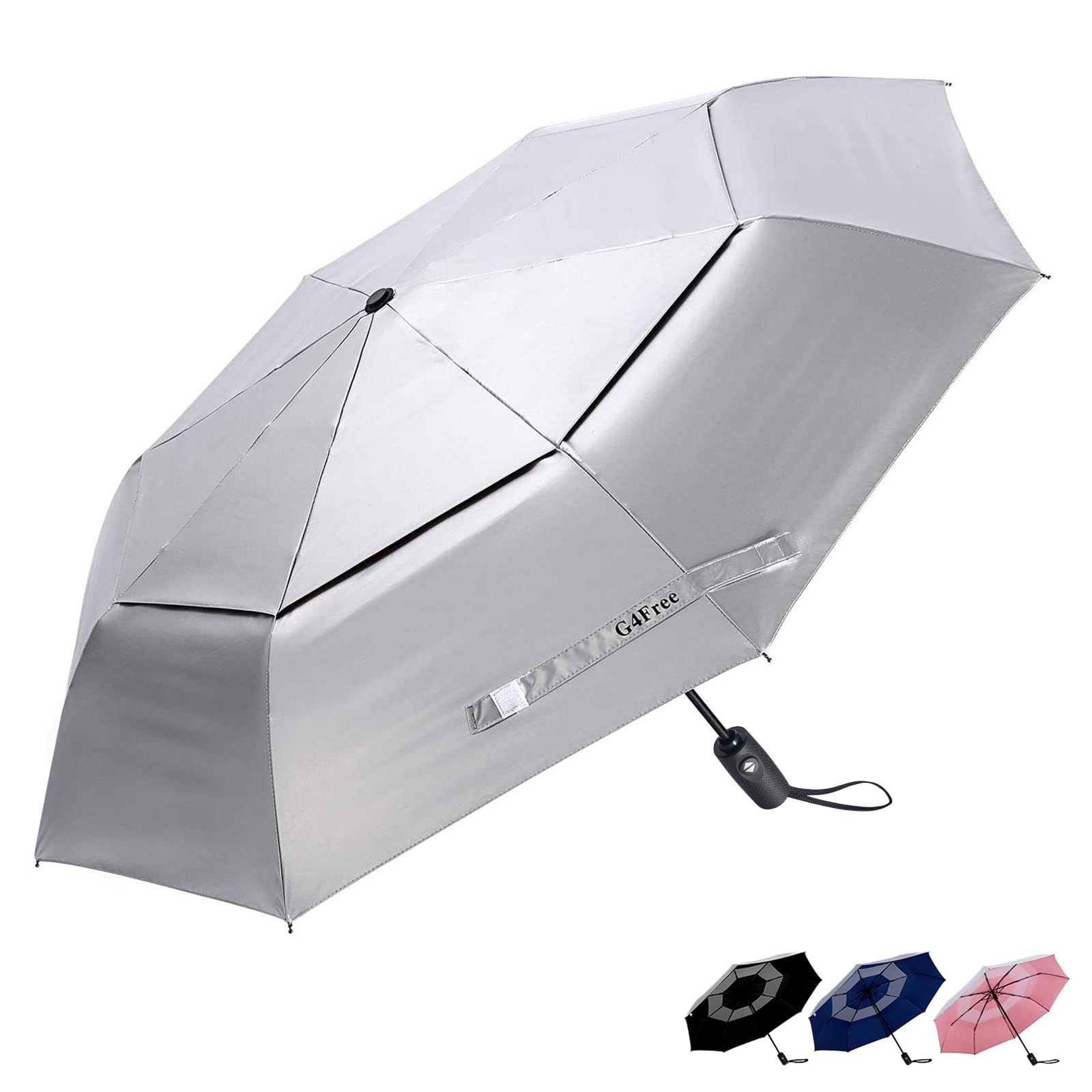 UPF 50+ UV Protection Travel Umbrella 42/46 Inch Windproof Sun Blocking Canopy
