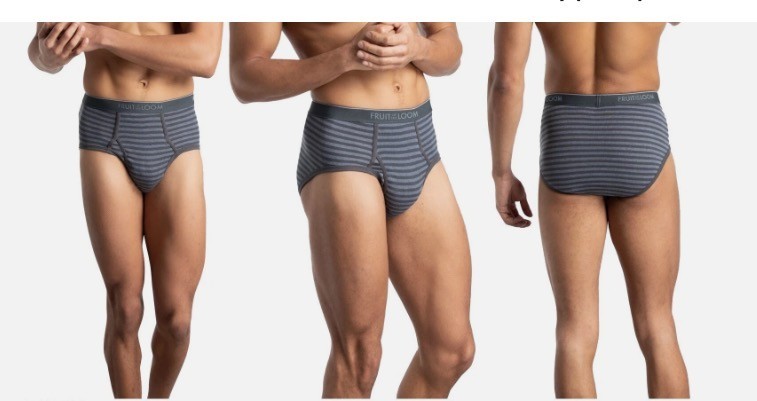 Fruit of the Loom Men’s Fashion Pattern Briefs Underwear ( 6 Pack Gray Stripes)