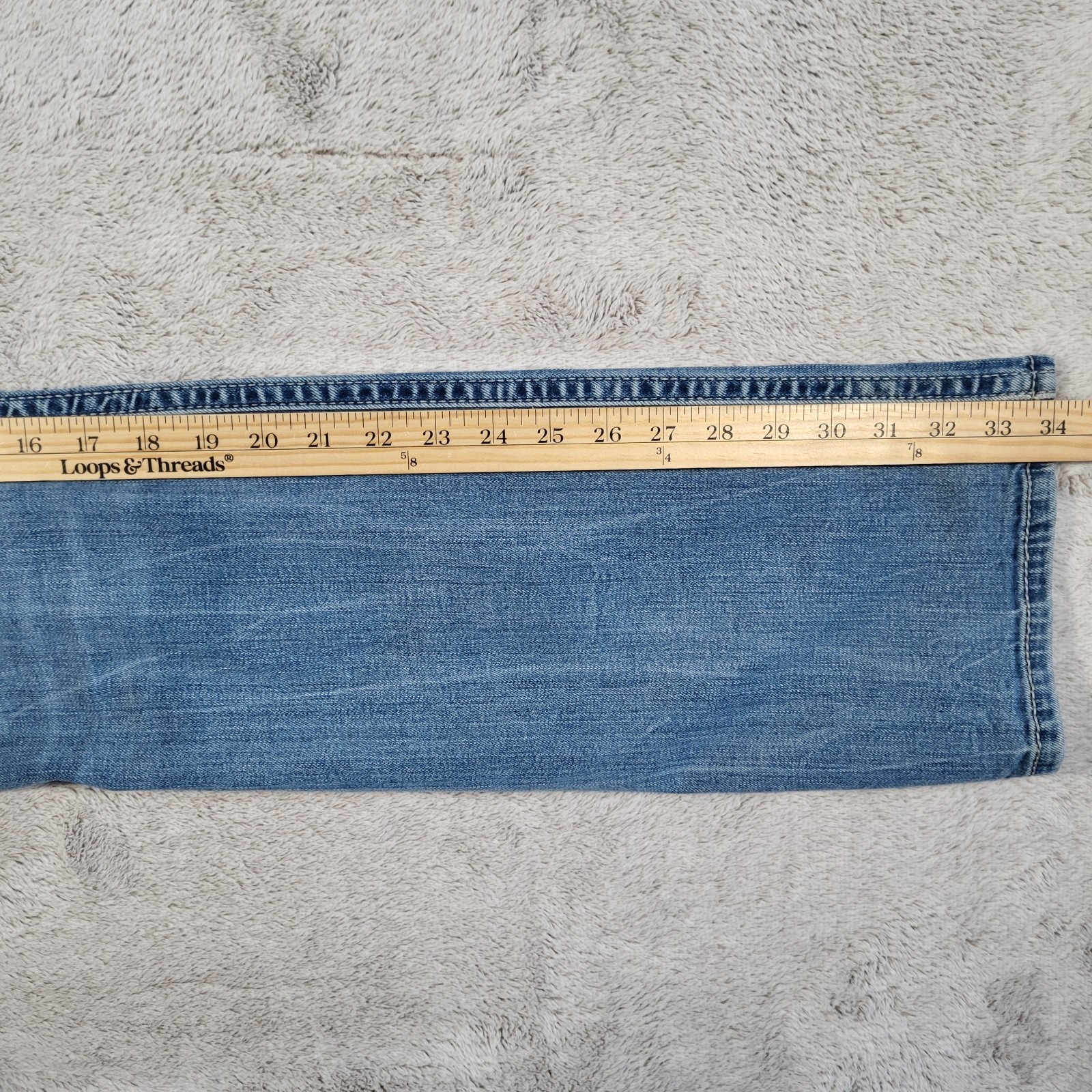 BKE Aiden Slim Fit Bootcut Jeans Men’s 29×34 Blue Light Washed Heavy Distressed