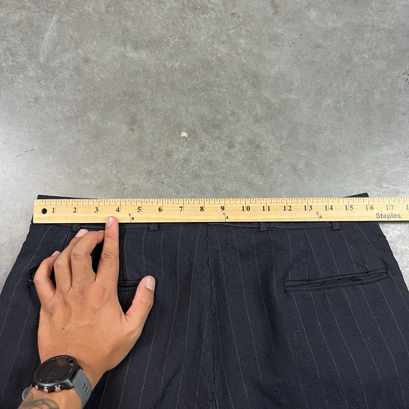 Vintage Wool Blend Pants Mens 32×32 Blue Flaws Distressed Preppy Stripes Preowne