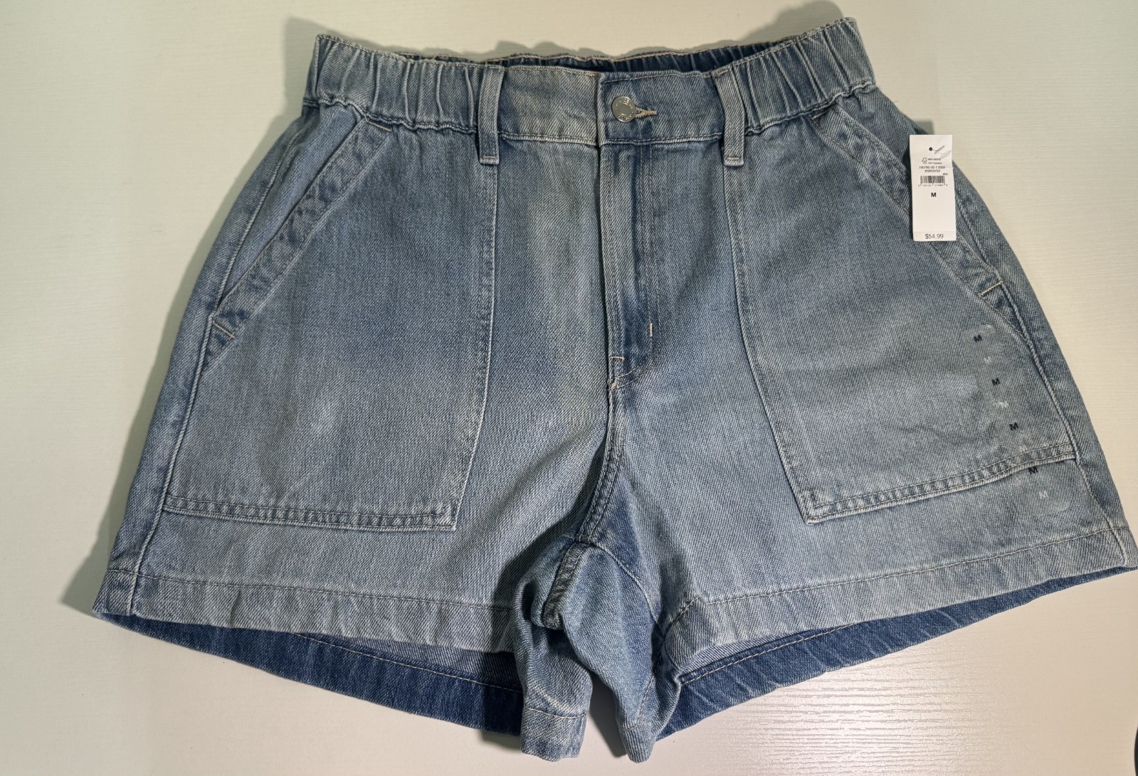 4″ High Rise SuperSoft Denim Utility Shorts – Light Wash