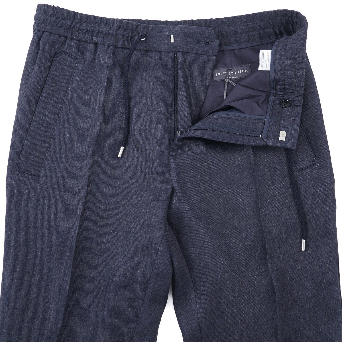 Brett Johnson Navy Solbiati Linen Drawstring Jogger Pants M 33-35 (Eu 50) NWT