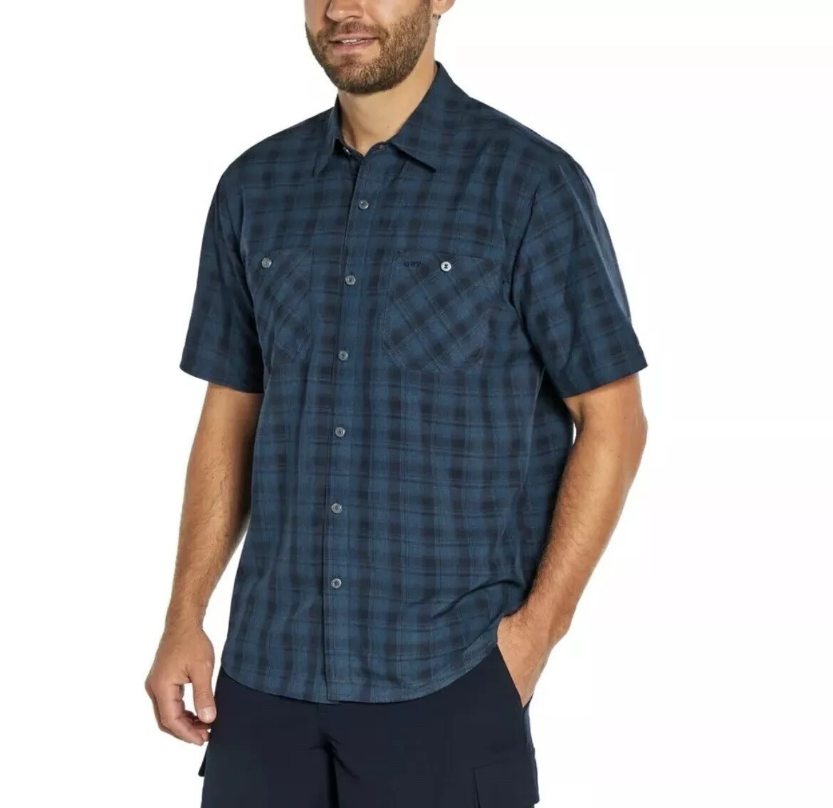 Orvis Woven Tech Shirt, Wicking, UPF 30+, Men’s Medium, Blue, NEW hiking fishing