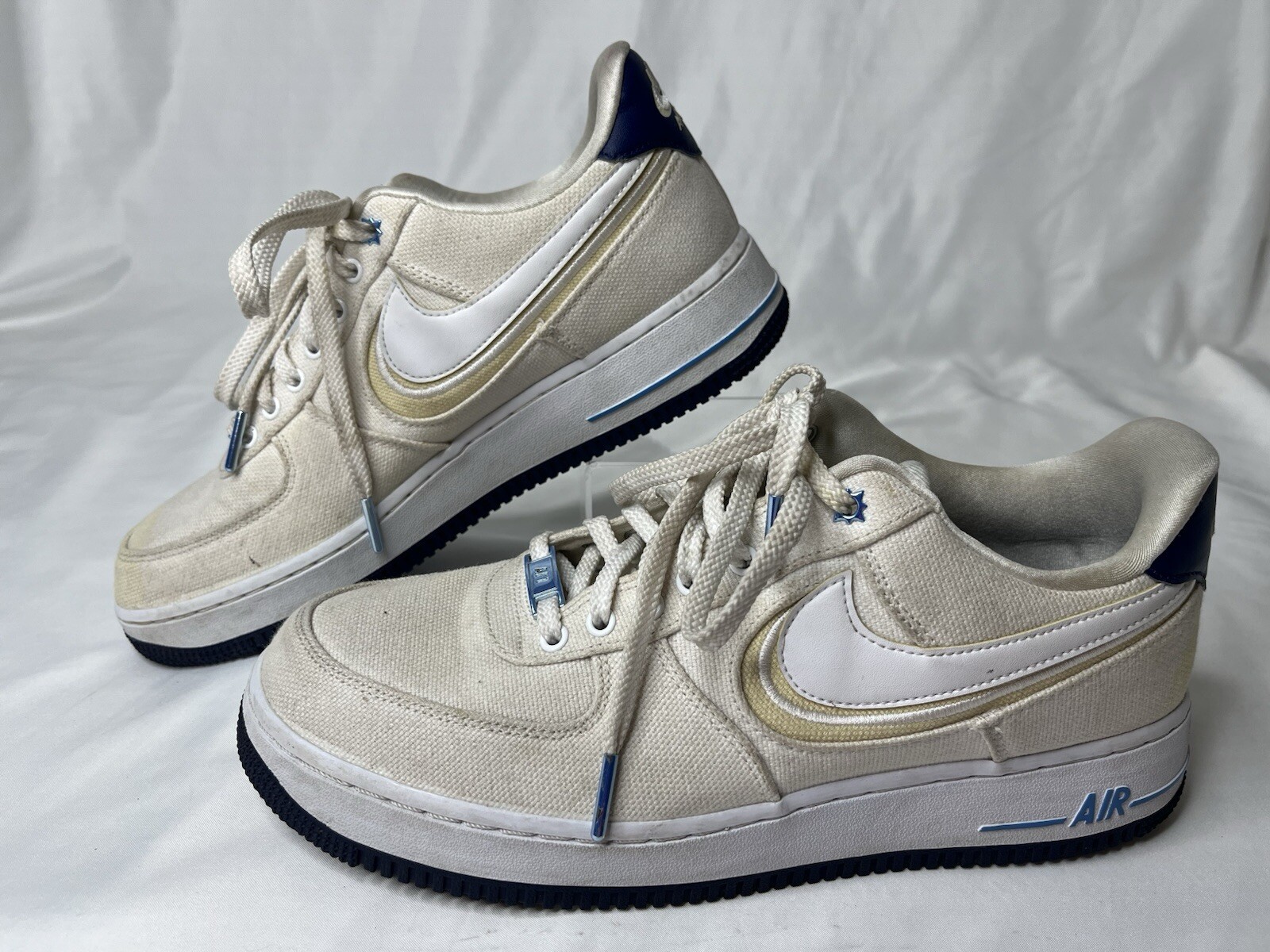 Nike Mens Air Force 1 PRM White Fossil Blue Void DB3541-100 Size 10.5 GUC