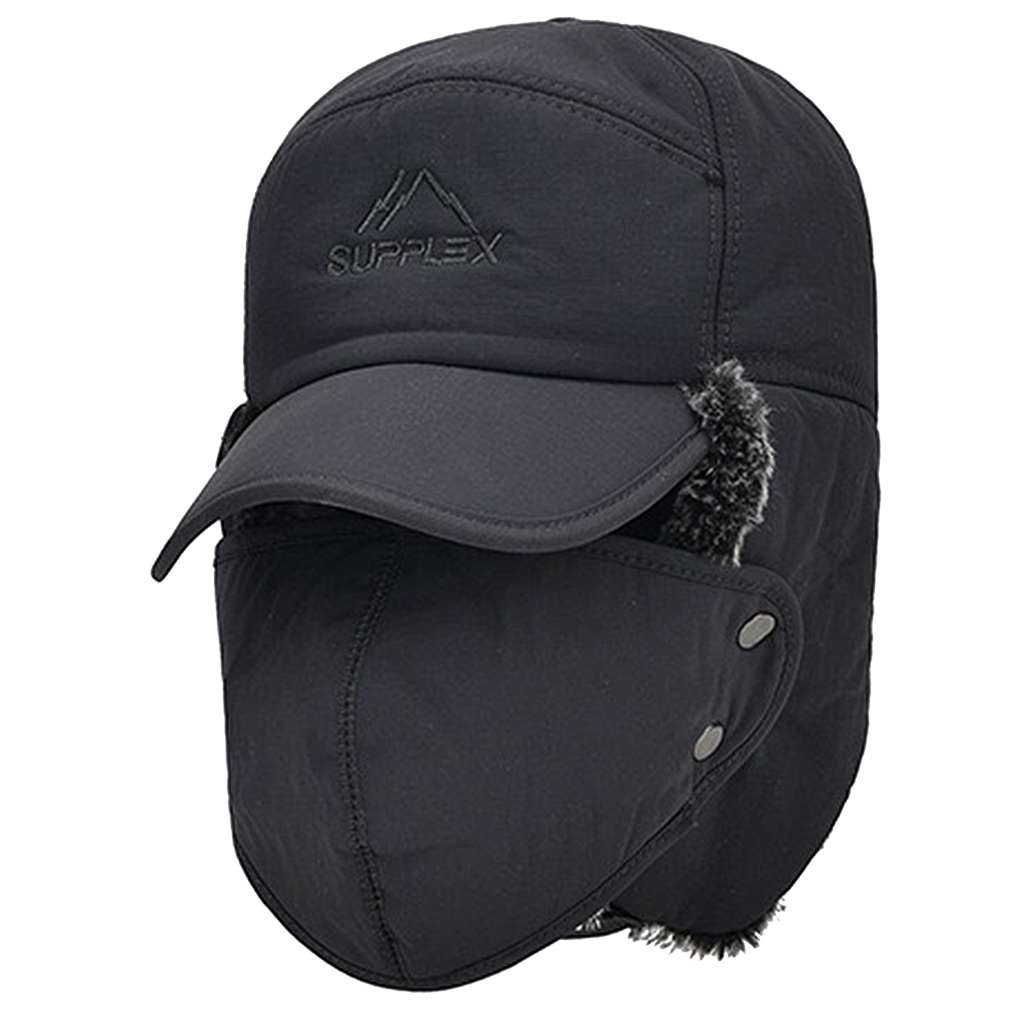Men Winter Ear Flap Trapper Hat Face Mask Fur Aviator Thermal Warm Snow Ski Cap