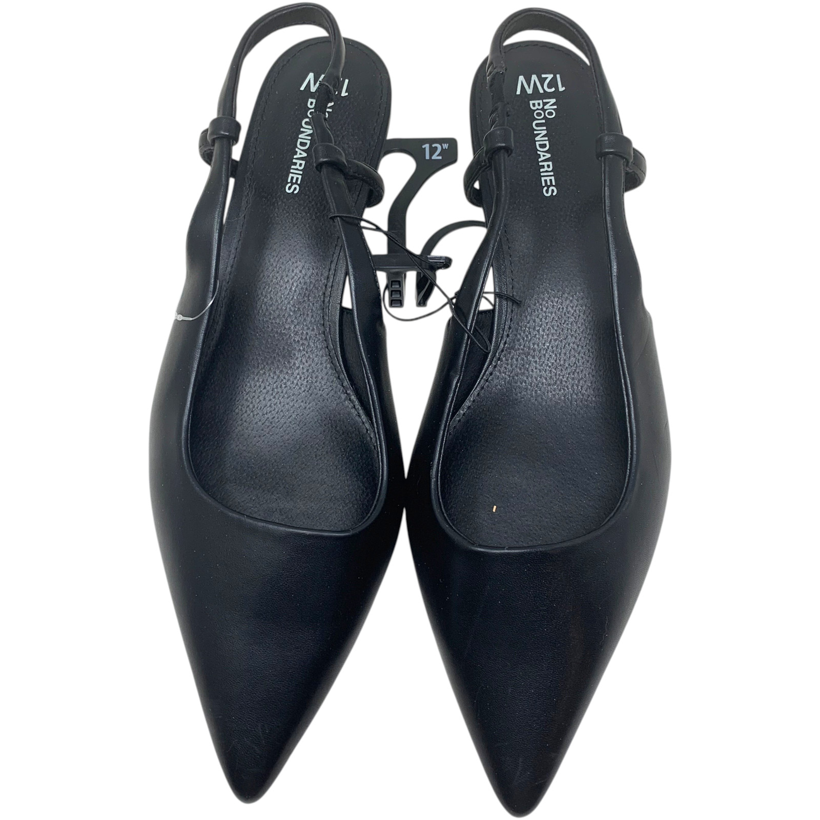 NEW No Boundaries Black Pointed Toe Slingback Kitten Heels Sz 12W Wide Width