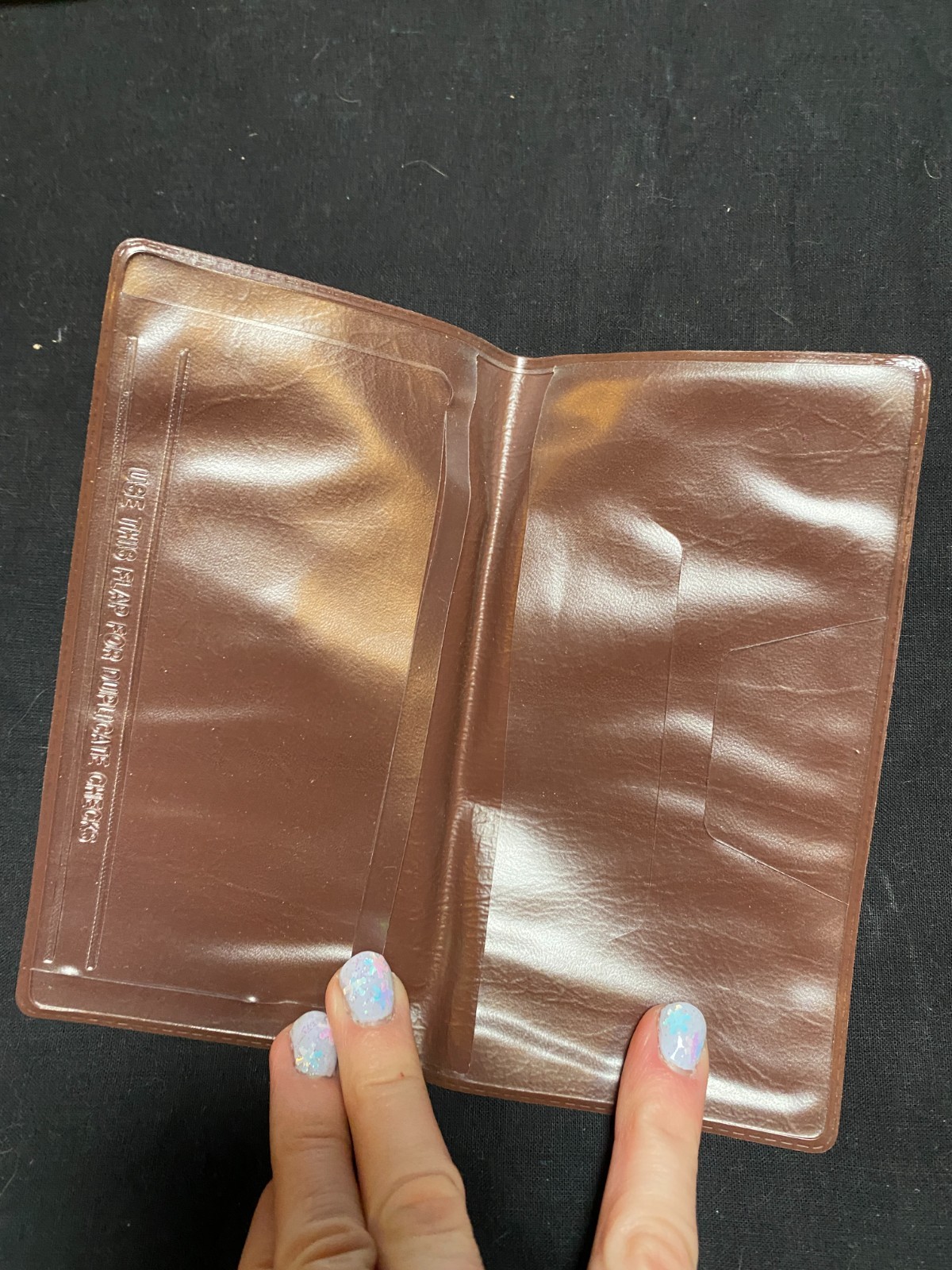 Plastic Faux Leather Checkbook Cover Brown New Clear Insert Banking Heavy Duty