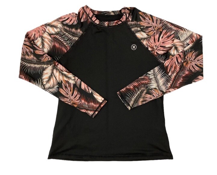 Hurley UPF 50+ Long Sleeve Pull Over Rash Guard Scattered Palm Size Small NEW
