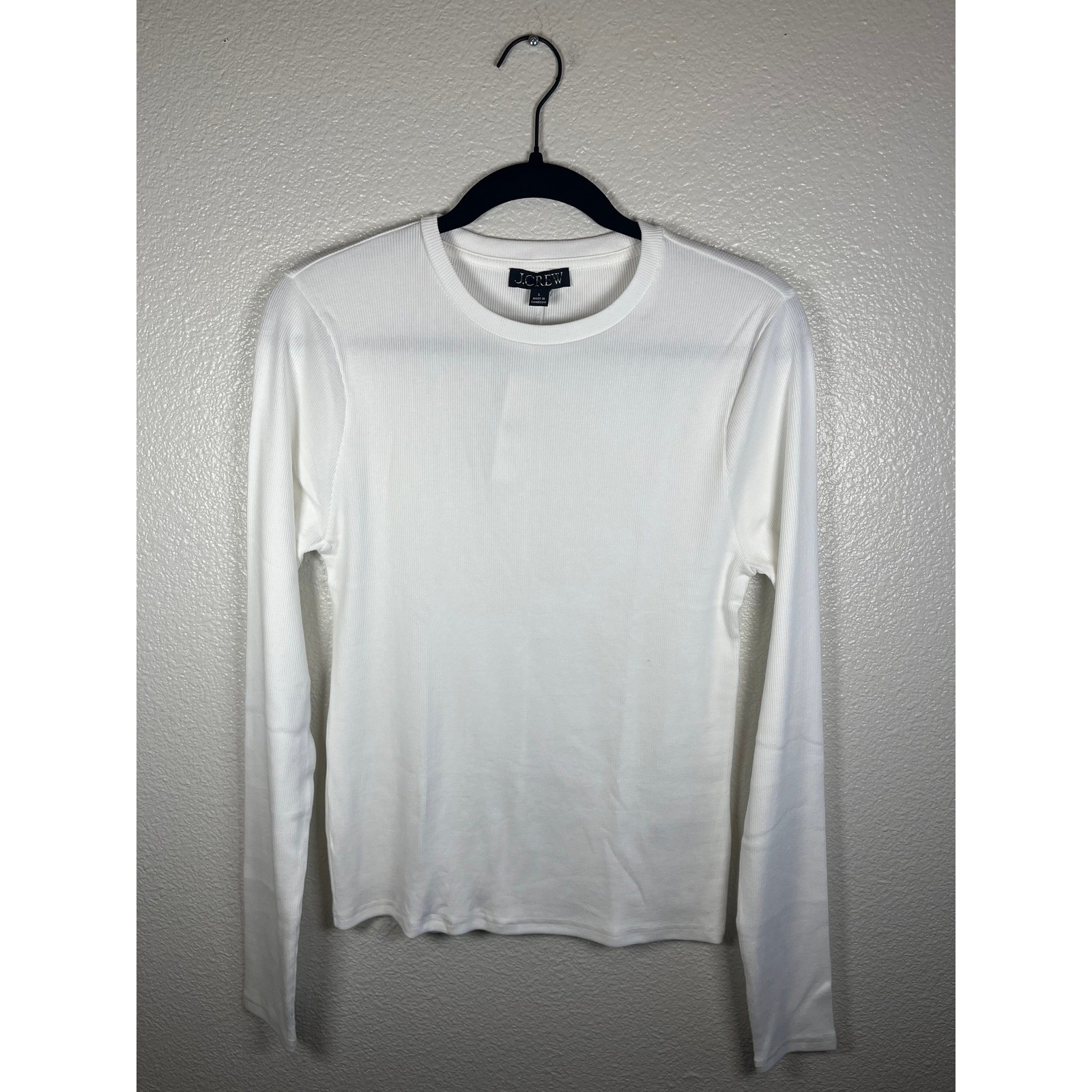 NWT J.Crew Perfect Rib Long-Sleeve T-Shirt Crewneck White Large