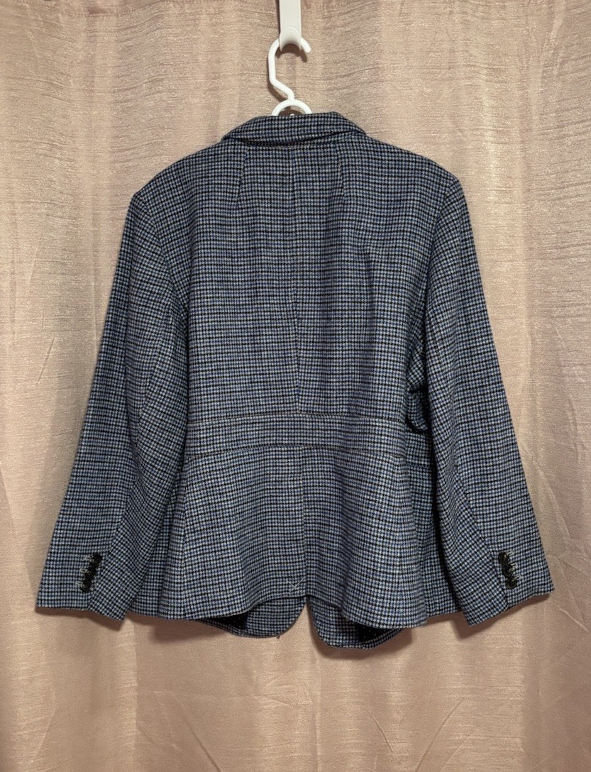 NWOT Talbots Women’s Size 20W Blue Plaid Wool Blend Two Button Aberdeen Blazer