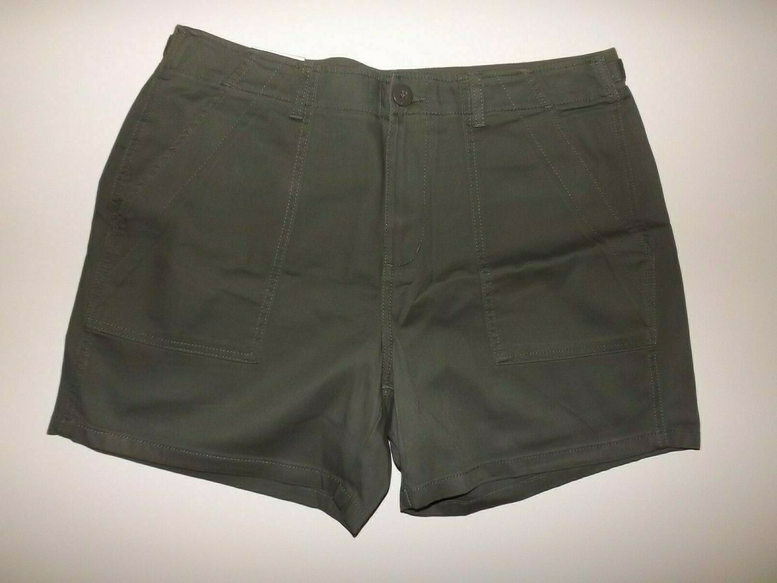 MARC NEW YORK Olive Green Casual Elastic Waist Shorts Sz Large L NWT Womens