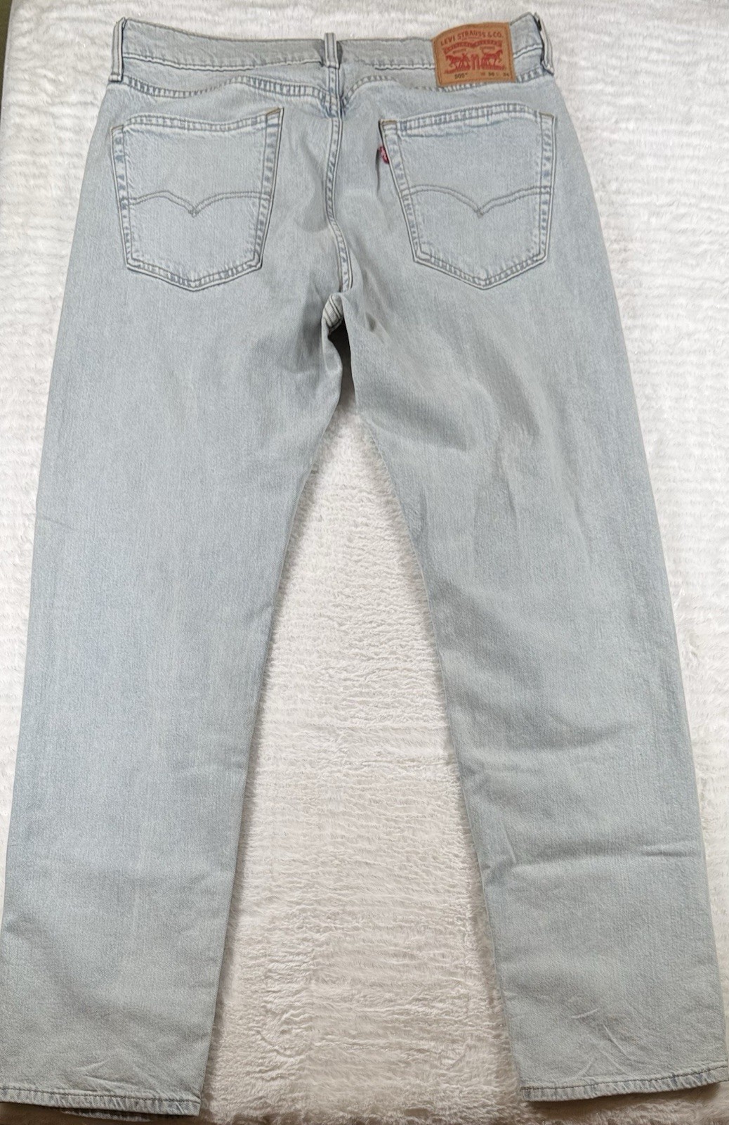 Levis 505 Jeans Mens 36×34 Blue Light Wash Regular Fit Straight Leg Denim