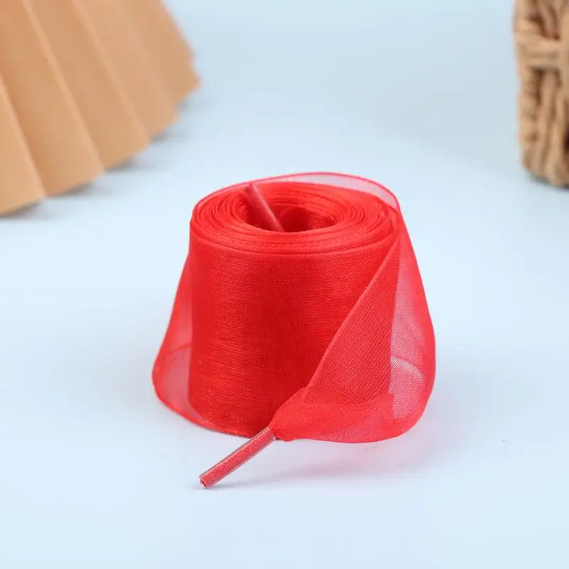 1 Pair 4cm Wide Organza Shoe Strings 160cm Woman Bow Shoelaces Flat Silk Satin R