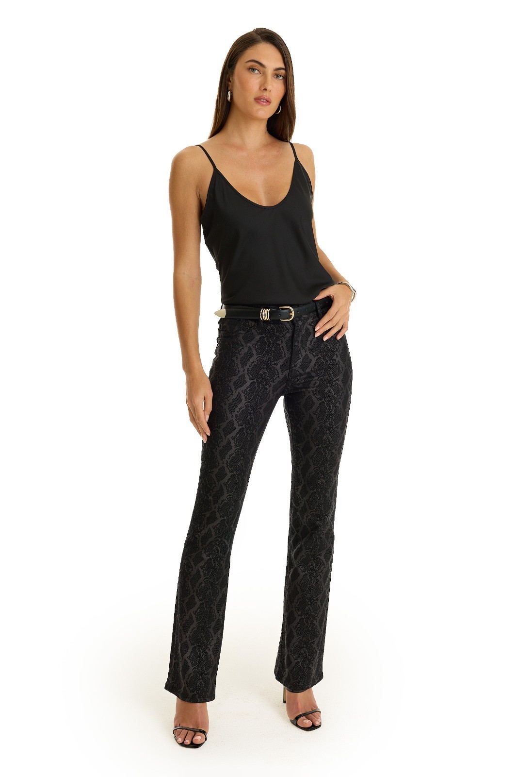 Aria Flare Jean Black Python Classic THE NOLI SHOP