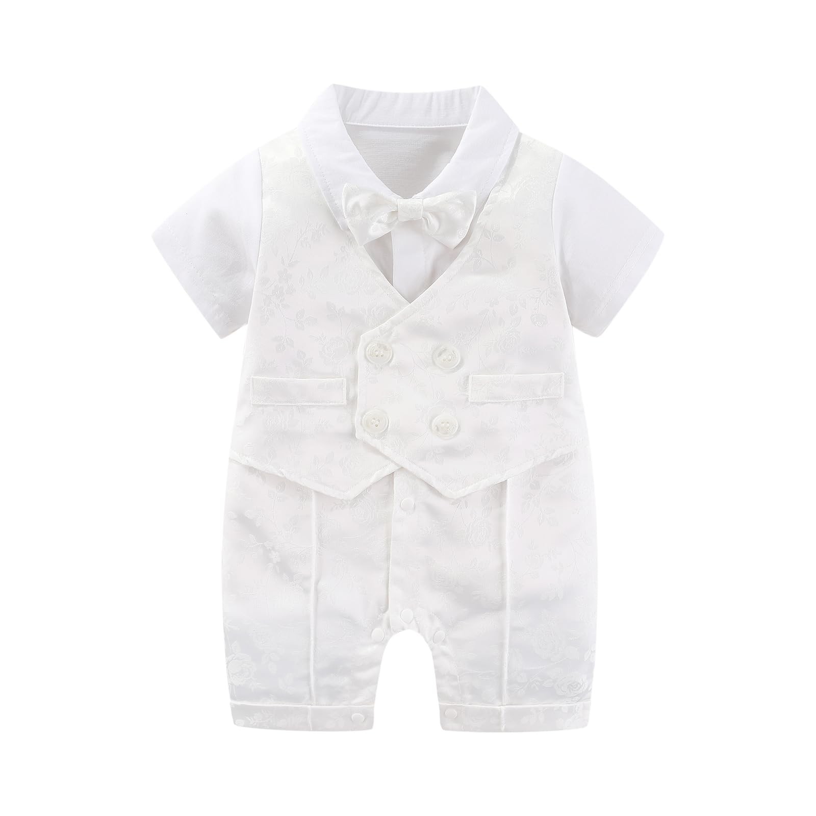 Baptism Outfits for Baby boys Christening Outfit Dress Shirt Romper Bowtie Ne…