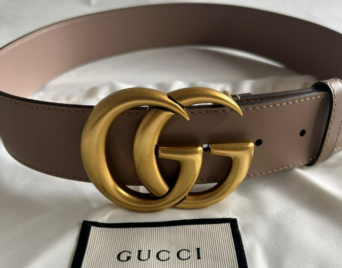 Gucci GG Buckle Women’s Dusty Pink Marmont Leather Belt size 80 cm Fits 26-28 W