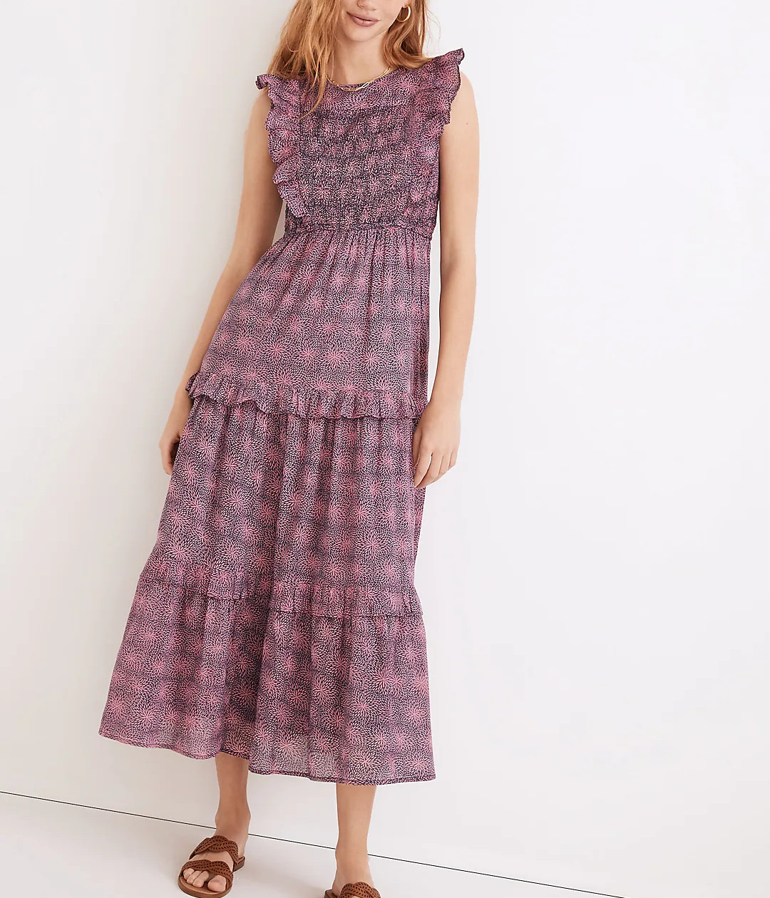 Banjanan S Small Iris Dress Petal Power Blueprint Print Cotton Voile Midi