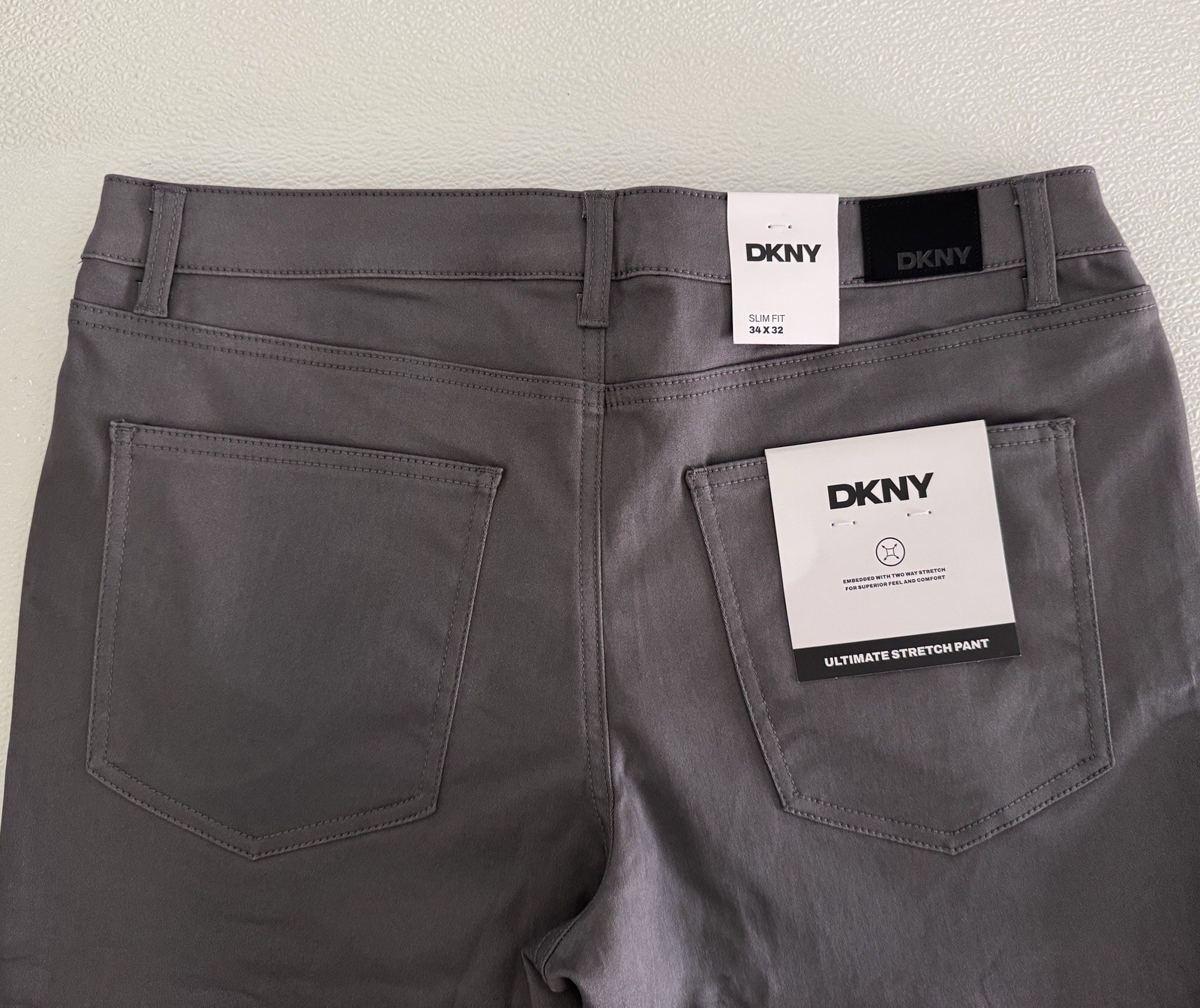 NWT DKNY Mens Ultimate Stretch Pants Stanton Slim Fit 32 33 34 36 Gray Grey R6
