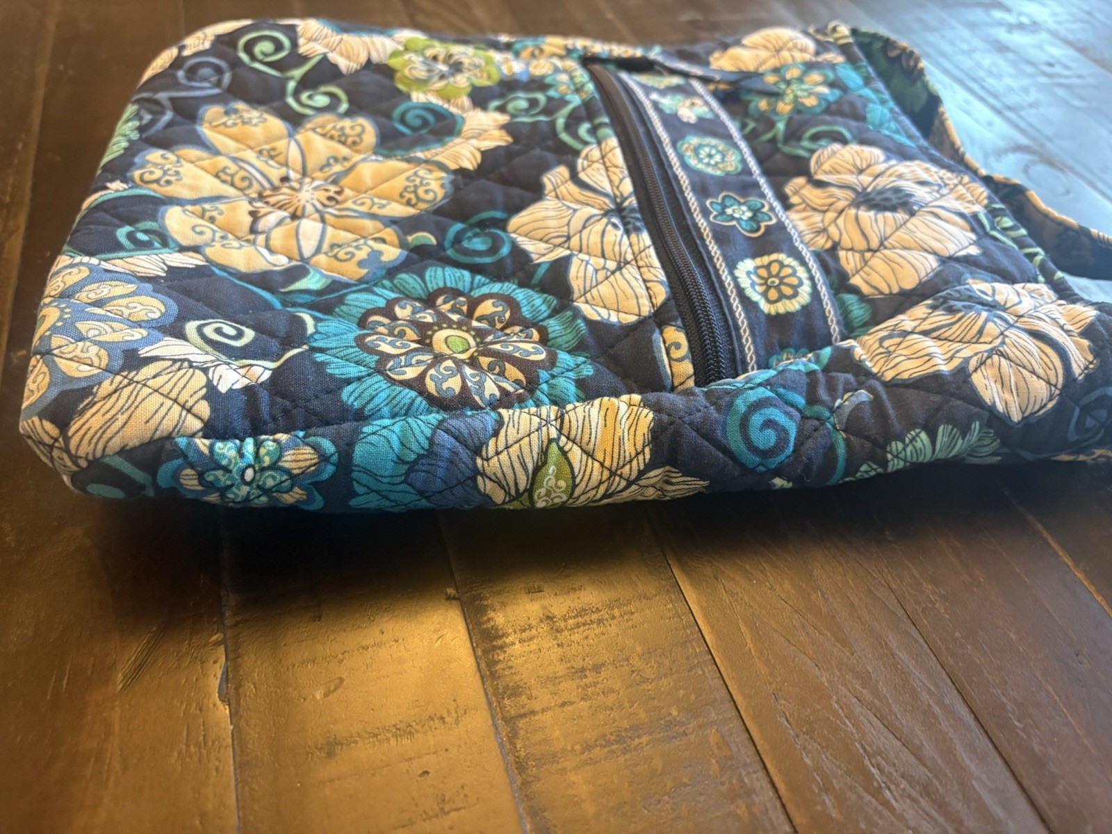 Vera Bradley Java Blue Retired Quilted Crossbody Shoulder Bag Floral Cotton
