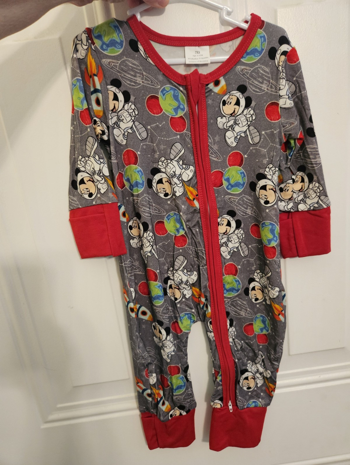Disney Mickey Mouse Space Graphic Print Zip Sleeper Bamboo Jersey 6-12M