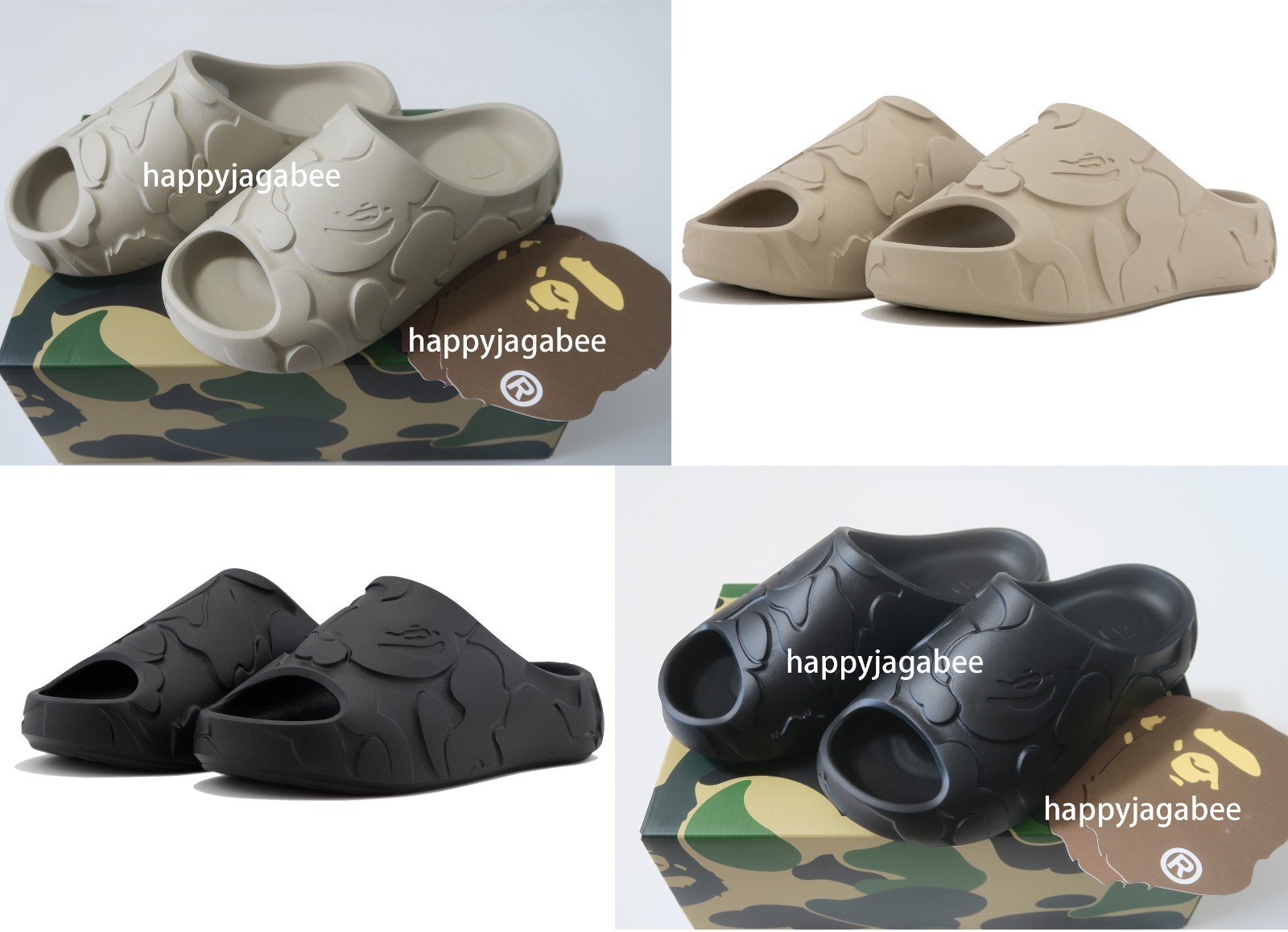 * A BATHING APE Men’s Footwear BAPE SLIDE #1 Black / Beige 1M30191323