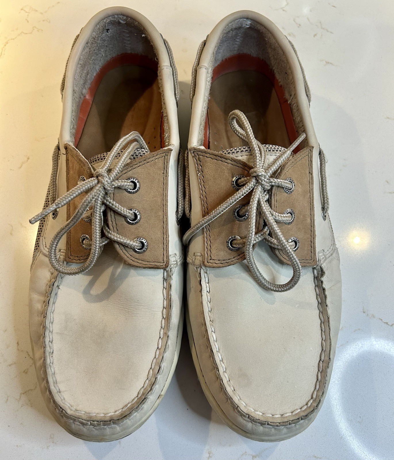 Men’s Sperrys Boat Shoe Size Authentic Original 10M L-6 CH133 Ivory And Tan