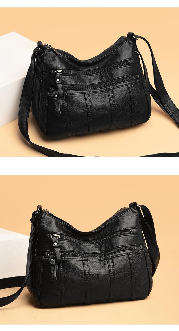 Women’s Soft Leather Crossbody Bag, 2025 Retro Multi-pocket Shoulder Handbag