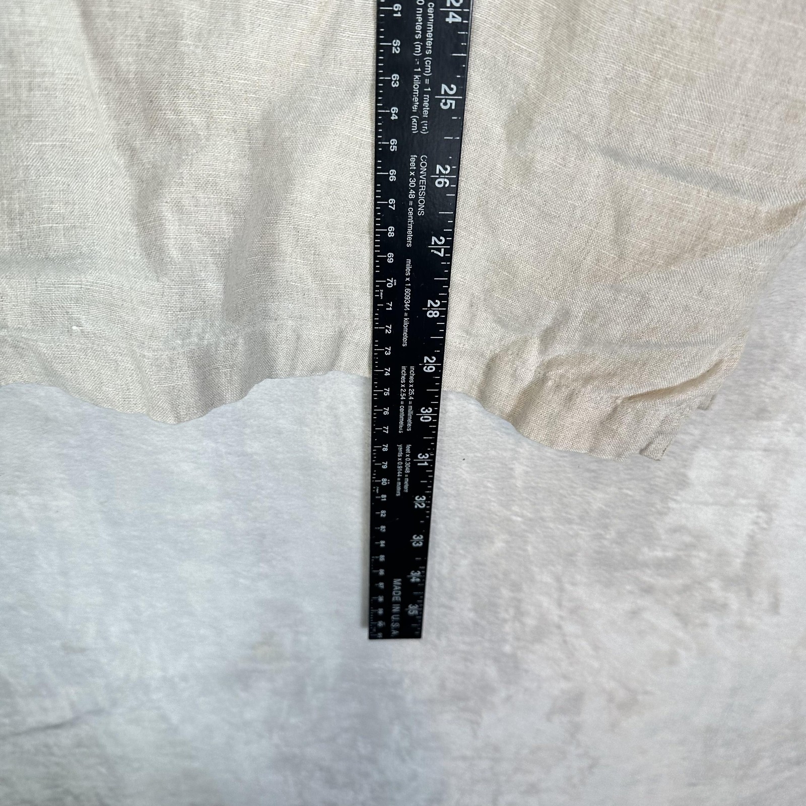 Murano Shirt Mens L Beige Baird McNutt Linen Button Up Band Collar Long Sleeve