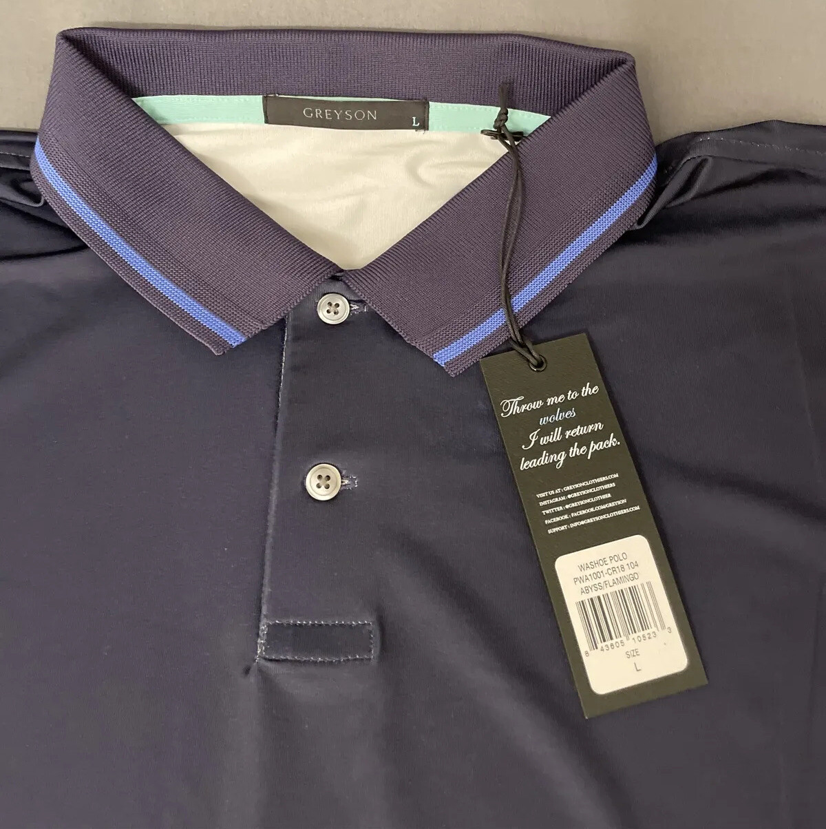 Greyson Golf Shirt Polo Washoe Large Abyss Flamingo Colorblock NWT MSRP $90