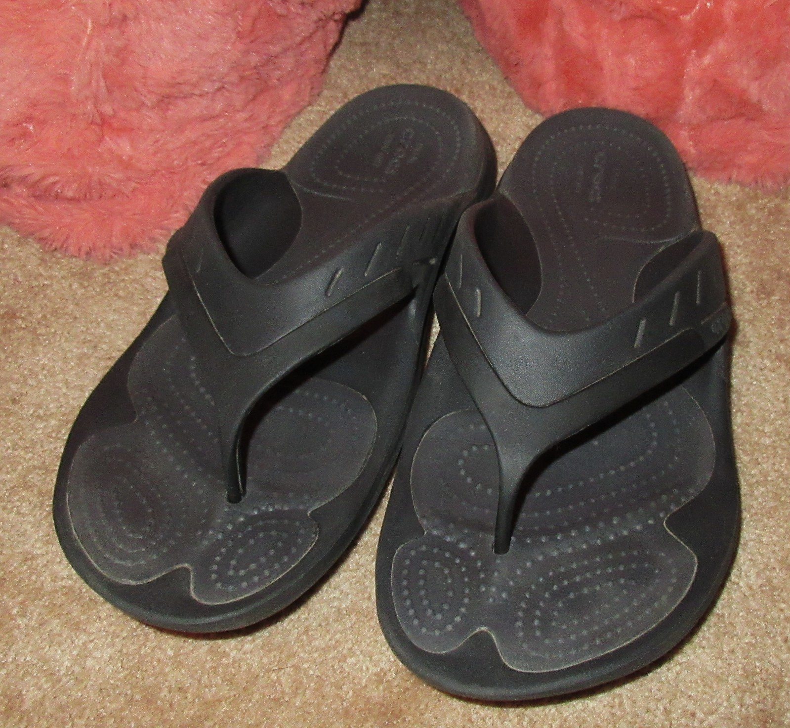 Crocs Dual Comfort Modi Sport Slip On Thong Flip Flops Sandals Black W 9 M 7