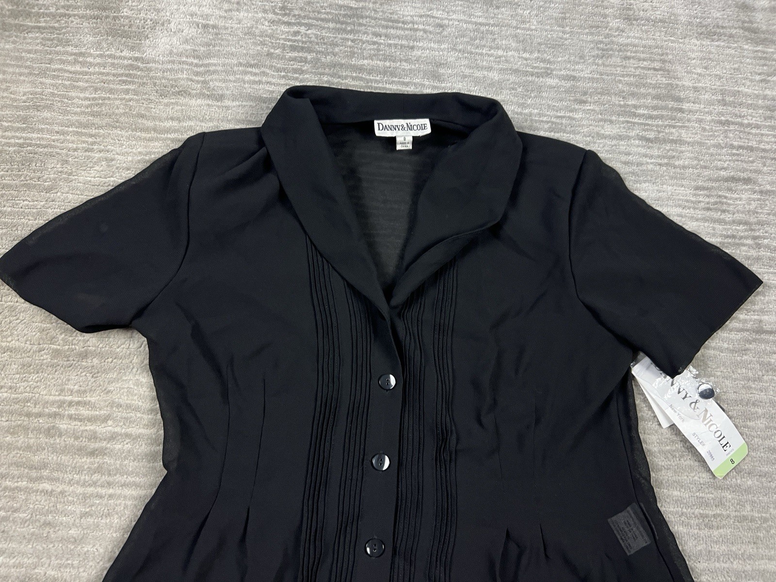 Danny & Nicole Top Womens 8 Black Padded Semi Sheer Padded Casual NWT