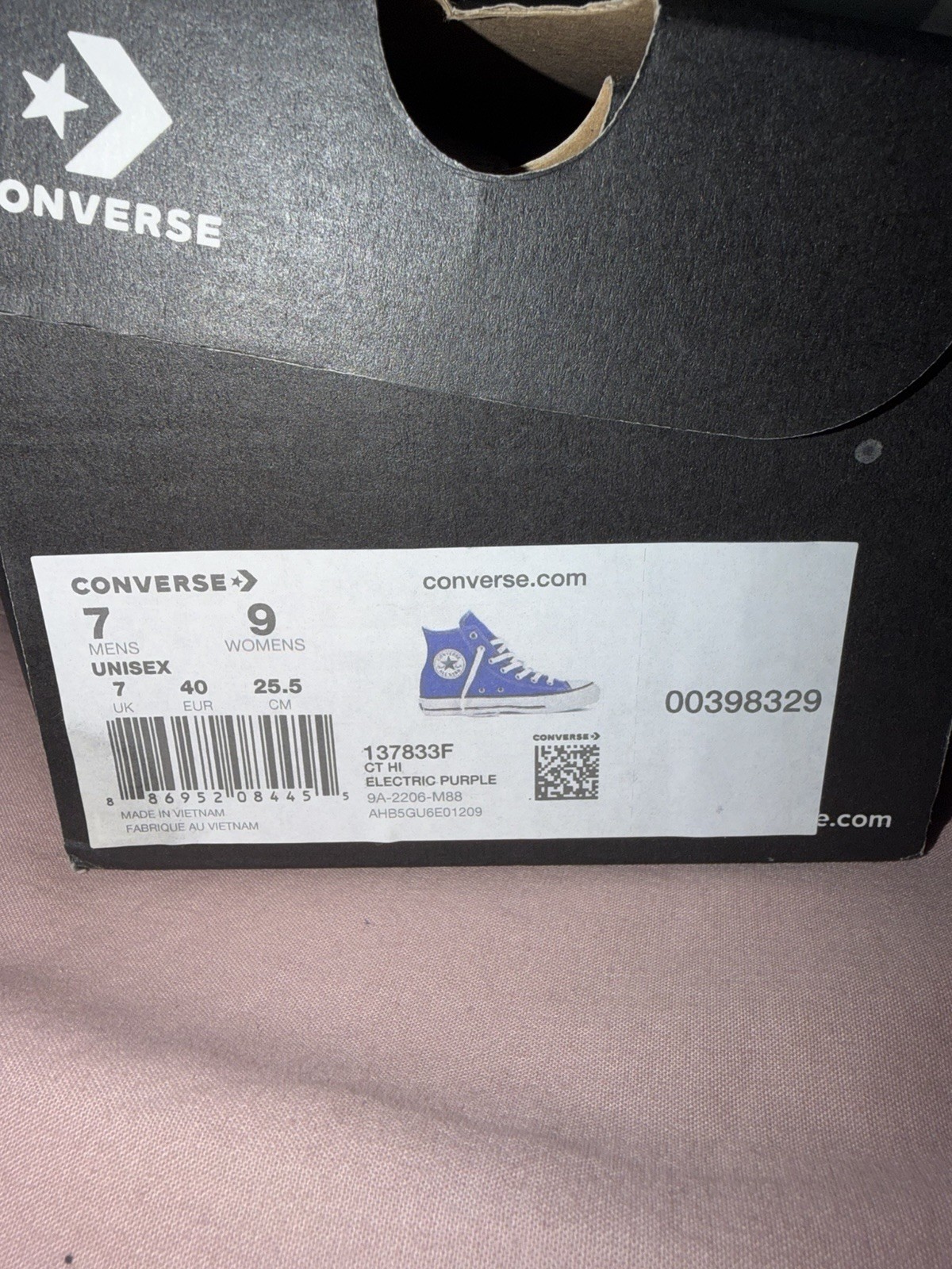 Converse Chuck Taylor All Star High Top Electric Purple Canvas Sneaker 137833F
