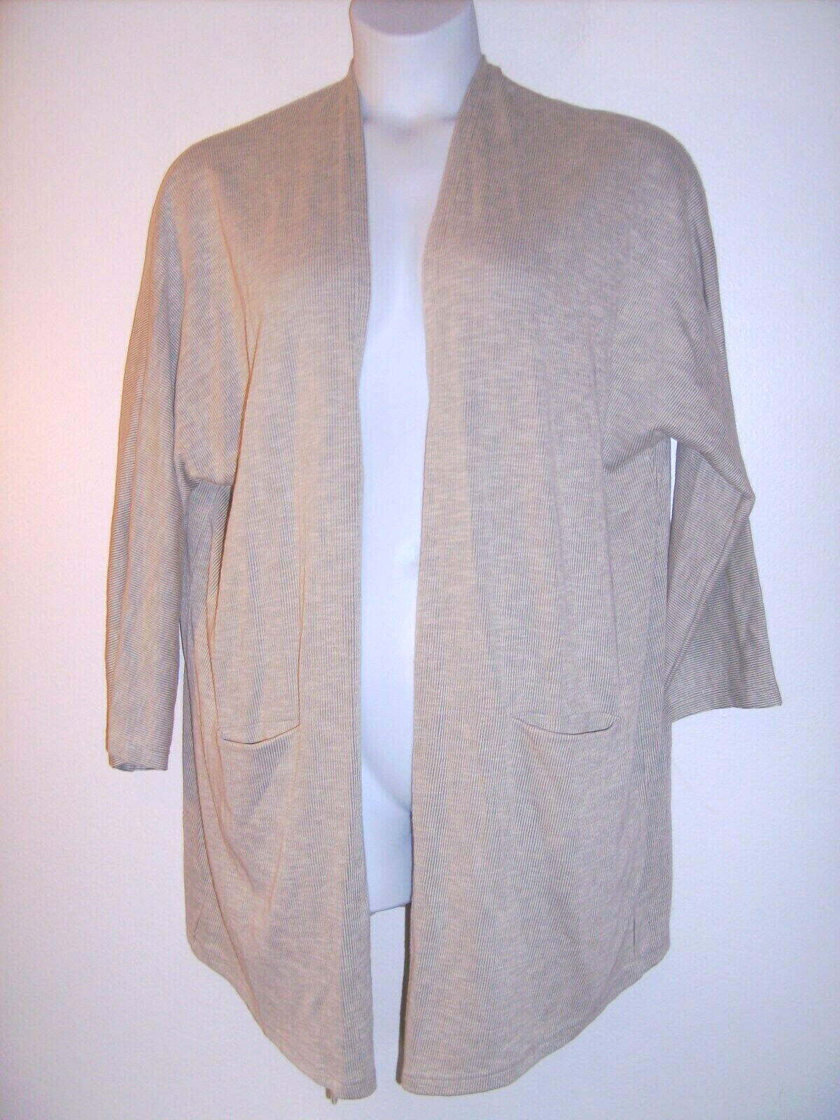 Donni Sandwash Size 2-3X Gray Ribbed Open Front Jacket/Kimono/Cardigan