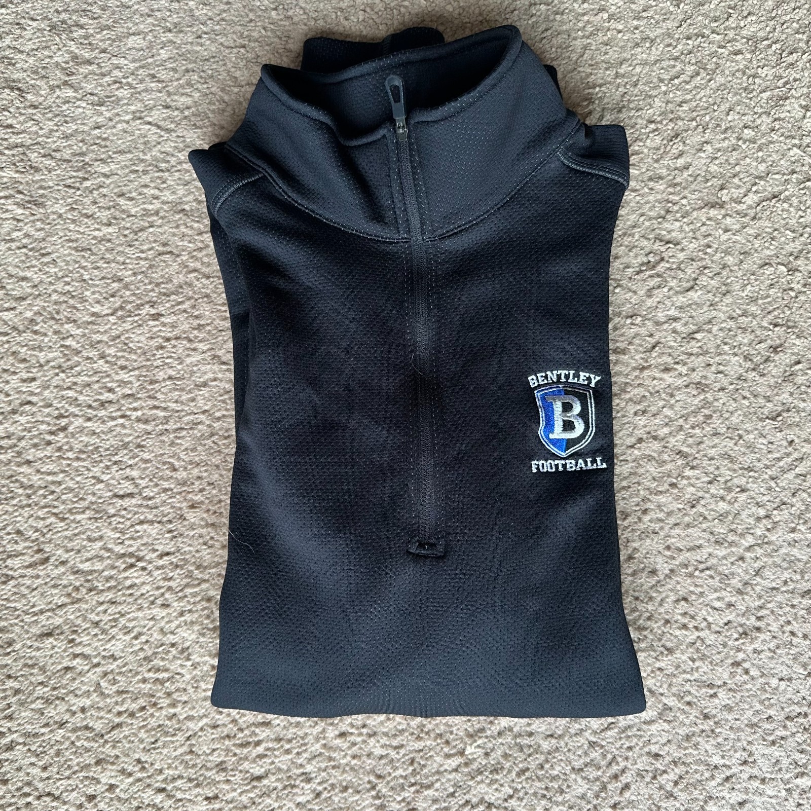 Nike Golf Sweater Mens Large Mock Neck 1/4 Zip Black Pullover Bentley Football
